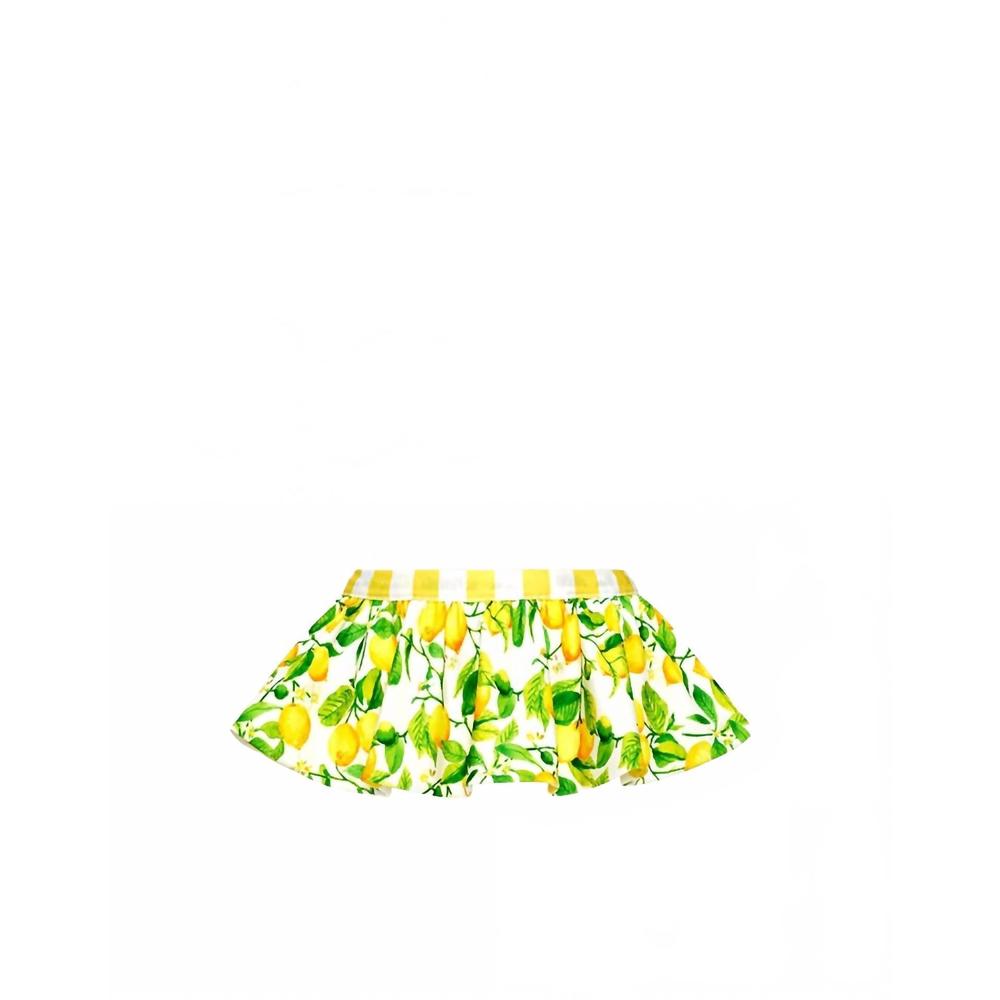 NEW LIA SAHARA women's reversible ruffle belt in limoni + yellow & white stripes